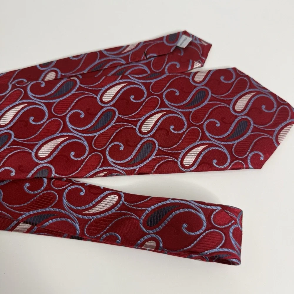 Burma &‎ Bibas Men's Silk Necktie Red Paisley Print 3 3/4